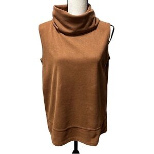 Jaclyn Smith Tan Brown Suede Sleeveless Cowl Neck Top Size Medium